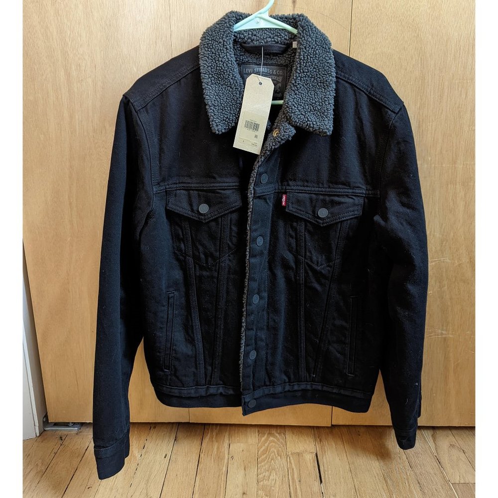 Levi's Black Sherpa Lined Trucker Jacket NWT